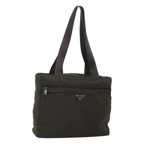 PRADA Tote Bag Nylon Khaki Silver - Picture 1 of 13